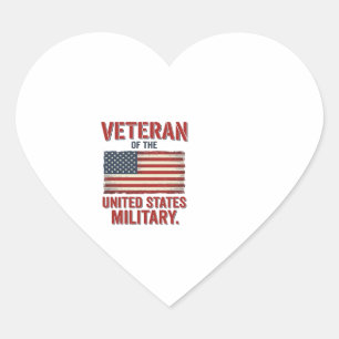 Sticker Cœur Drapeau USA Vétéran Vintage Design Vectoriel Milit