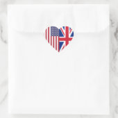 Sticker Cœur Drapeaux Union Jack et États-Unis d'Amérique (Sac)