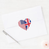 Sticker Cœur Drapeaux Union Jack et États-Unis d'Amérique (Enveloppe)