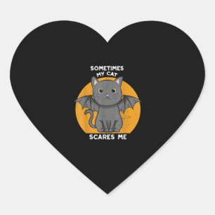 Sticker Cœur Drôle Chat Kitten Halloween Design Pour Crazy Cat