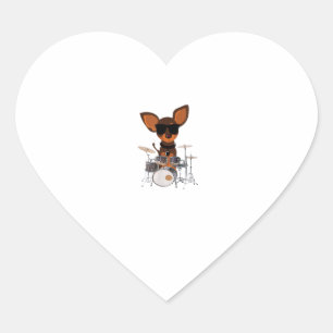 Sticker Cœur Drôle Chien portant des lunettes de soleil Jouer d