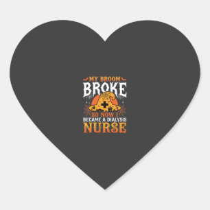 Sticker Cœur Drôle de sorcière infirmière de dialyse de balai d