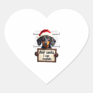 Sticker Cœur Drôle de T-shirt de Noël de teckel Cher Père Noël,