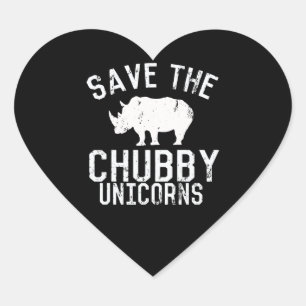 Sticker Cœur Drôle Enregistrer Chubby Unicorns Fat Rhino