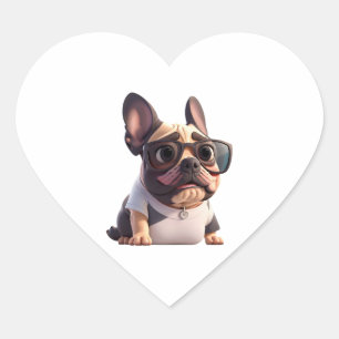 Sticker Cœur drôle French Bulldog ! T-shirt indispensable