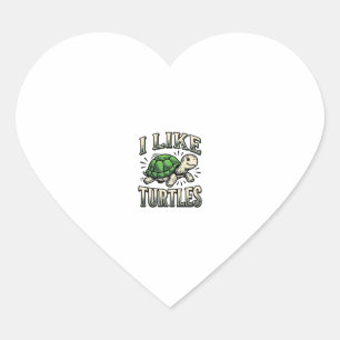 Sticker Cœur Drôle J'aime les Tortues Vintage T-Shirt Tortue De