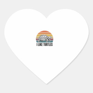 Sticker Cœur Drôle J'aime Tortues Vintage Gravure T-Shirt Des
