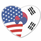 Sticker Coeur du drapeau américain coréen (Devant)
