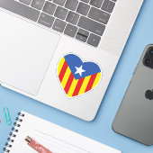 Sticker Coeur du drapeau catalan (Ordinateur portable avec iPhone)