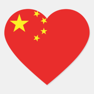 Sticker Coeur du drapeau chinois