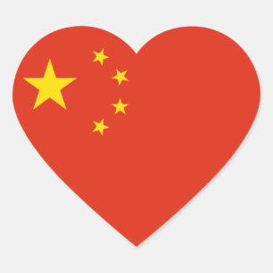 Sticker Coeur du drapeau chinois
