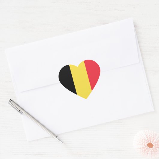 Sticker Coeur du drapeau de Belgique (Enveloppe)
