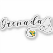 Sticker Coeur du drapeau de la Grenade, Grenade (Devant)