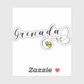 Sticker Coeur du drapeau de la Grenade, Grenade (Feuille)