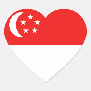 Sticker Coeur du drapeau de Singapour
