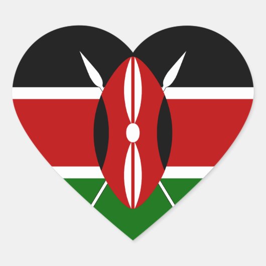 Sticker Coeur du drapeau du Kenya (Devant)