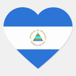 Sticker Coeur du drapeau du Nicaragua