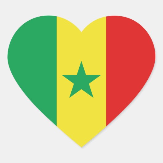 Sticker Coeur du drapeau du Sénégal (Devant)