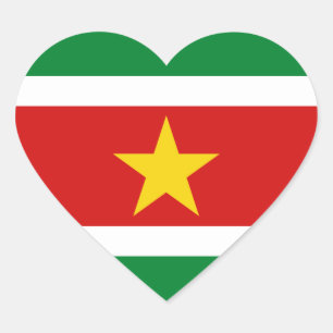 Sticker Coeur du drapeau du Suriname