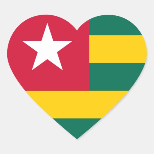 Sticker Coeur du drapeau du Togo (Devant)