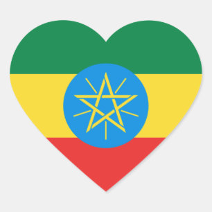 Sticker Coeur du drapeau éthiopien