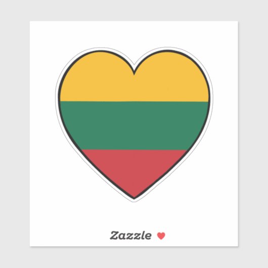 Sticker Coeur du drapeau lituanien (Feuille)