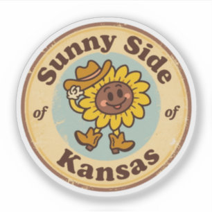 Sticker Cœur du Kansas_ Charme de Prairie de Tournesol Vin