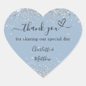 Sticker Cœur Dusty bleu coeur argent merci mariage (Devant)