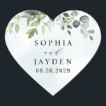 Sticker Cœur Dusty Blue Eucalyptus Vert Mariage Succulent<br><div class="desc">Ce design est disponible avec deux nuances bleues poussiéreuses différentes. Une option est plus poussiéreuse que l'autre et penche vers un bleu gris-poussiéreux. Celui-ci que vous visualisez penche plus vers le bleu pour les éclaboussures aquarelle. Comparez chaque aperçu à l'écran pour une correspondance parfaite en ce qui concerne l'ombre de...</div>