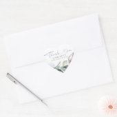 Sticker Cœur Dusty Blue Greenery Rose Gold Taches de Merci (Enveloppe)