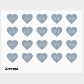 Sticker Cœur Dusty Blue Merci Monograms Mariage tendance (Feuille)