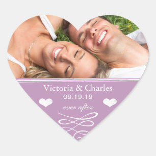 Sticker Cœur Dusty Lavender Purple Beach Destination Mariage