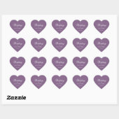 Sticker Cœur Dusty Purple Coeur Mariage Simple Élégant Script (Feuille)