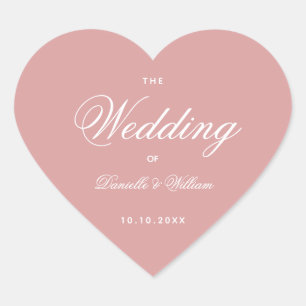Sticker Cœur Dusty Rose Mariage rose Coeur Élégant Calligraphie