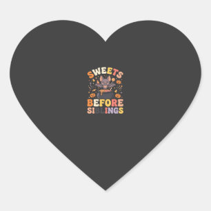 Sticker Cœur Échange de bonbons d'Halloween entre frères et sœu