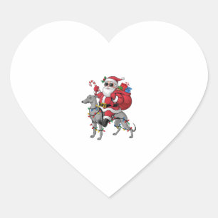 Sticker Cœur Éclairage de Noël Père Noël équitation Chien gris