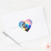 Sticker Cœur Écureuil Bleu Mangeant Un Fruit-323232 (Enveloppe)