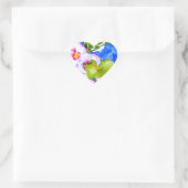 Sticker Cœur Eelgant rose aquarelle florale Hollyhocks (Sac)