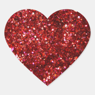 Sticker Cœur Effet Parties scintillant rouge