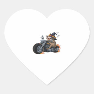 Sticker Cœur Éffrayant Sloth Motorcycle Ride Halloween Biker Fu