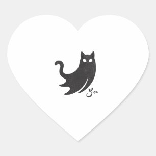Sticker Cœur Éffrayants mignons Amoureux de les chats noirs Boo