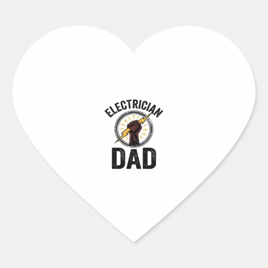 Sticker Cœur Electrician Dad Vintage Engraving Vector Shirt Des (Devant)