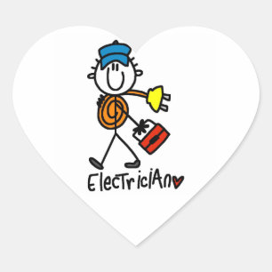 Sticker Cœur Électricien Bonhomme Allumette