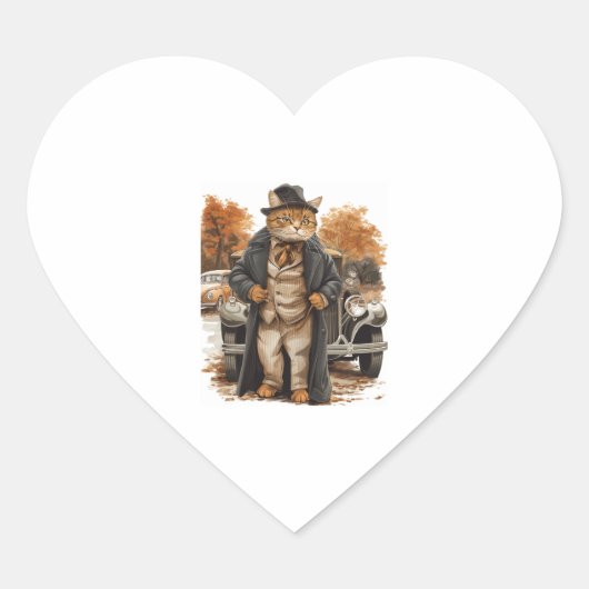 Sticker Cœur Élégance de chat vintage (Devant)