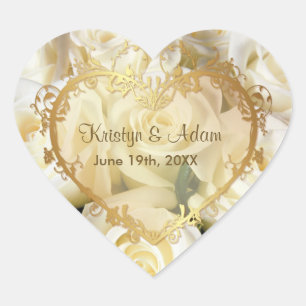 Sticker Cœur Élégance Rose blanche - Personnaliser