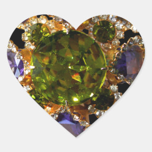 Sticker Cœur Élégant Améthyste Diamants Emeralds
