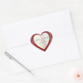 Sticker Cœur Élégant amour brillant Rouge profond Bijou blanc C (Enveloppe)