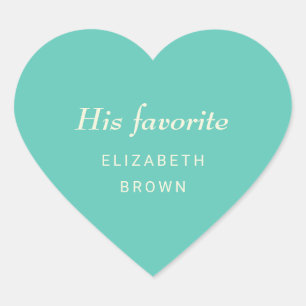 Sticker Cœur Élégant Awe aquatique simple avec Mariage Monogram