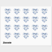 Sticker Cœur Elegant Blue Vintage Rose Floral Thank You (Feuille)