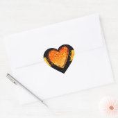 Sticker Cœur Elégant Coeur orange Saint Valentin sur Noir (Enveloppe)